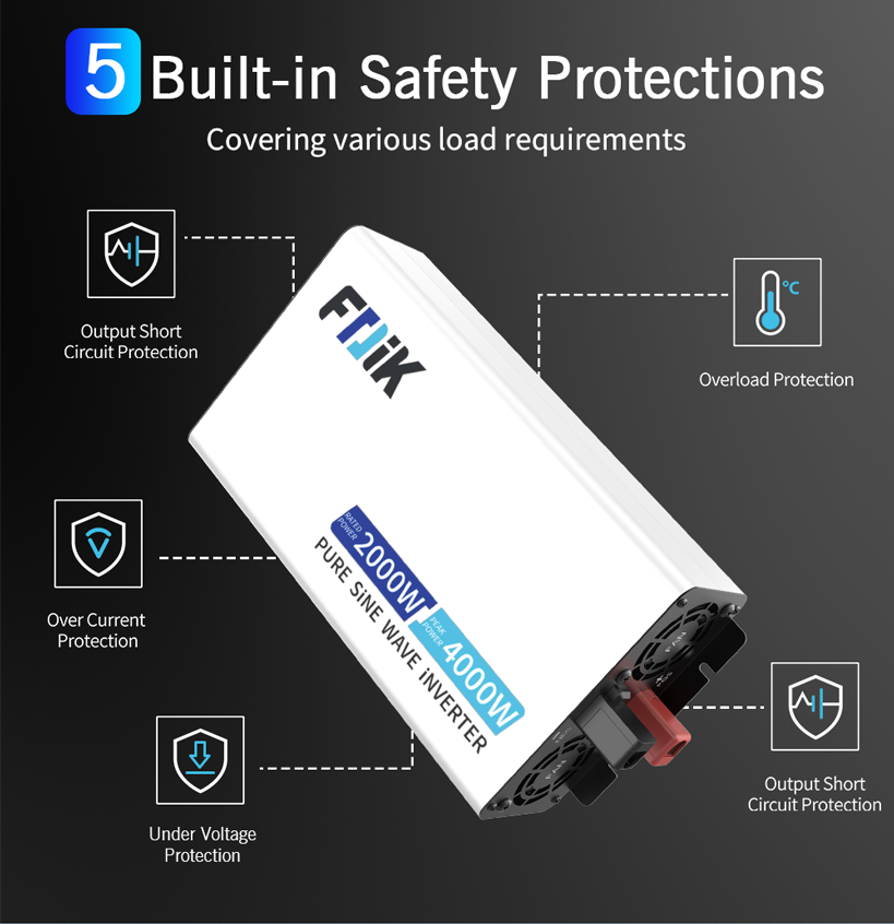 FDIK 12V Inverter Or 24V Inverter Pure Sine Wave Inverter 4000W With Color Screen Display