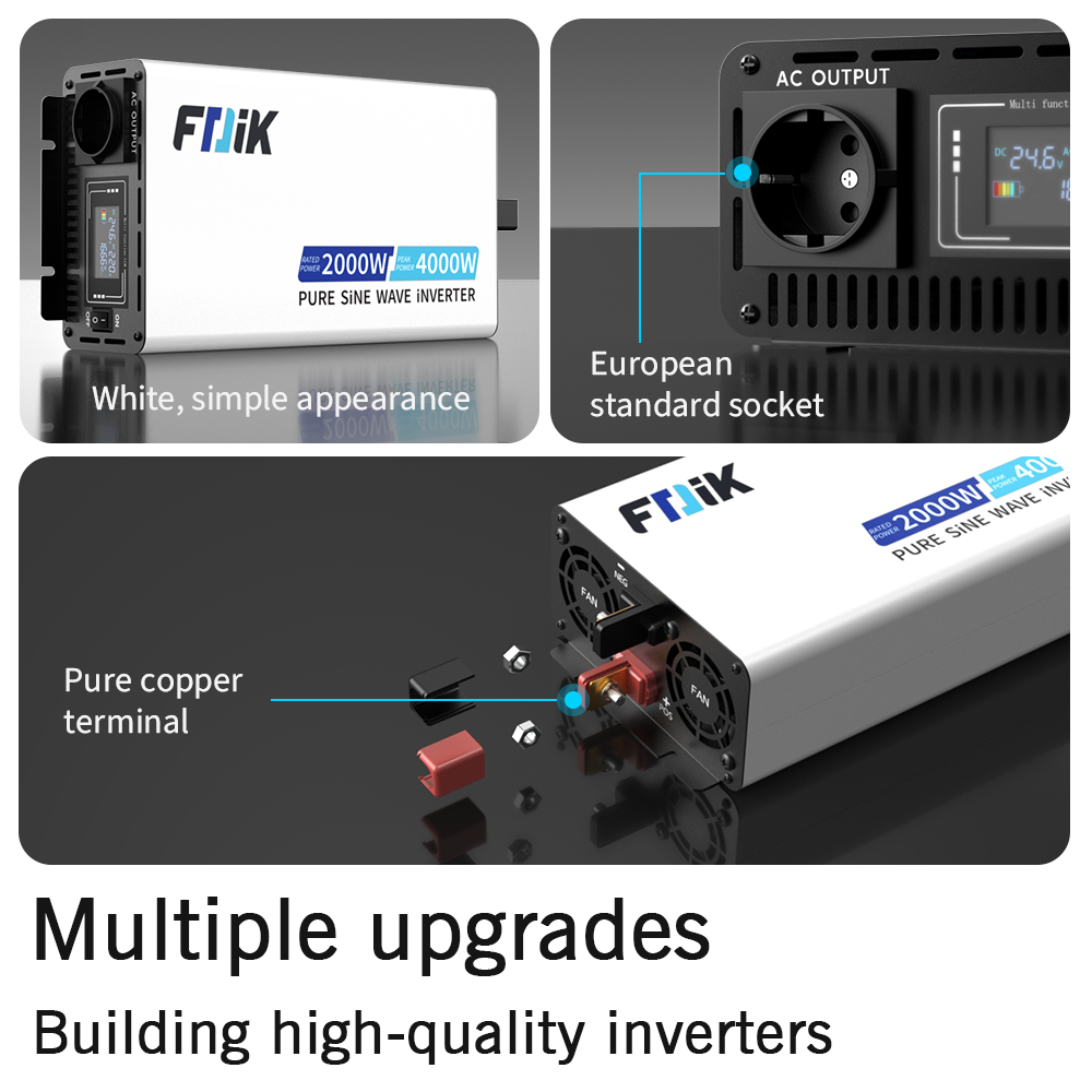FDIK 12V Inverter Or 24V Inverter Pure Sine Wave Inverter 4000W With Color Screen Display